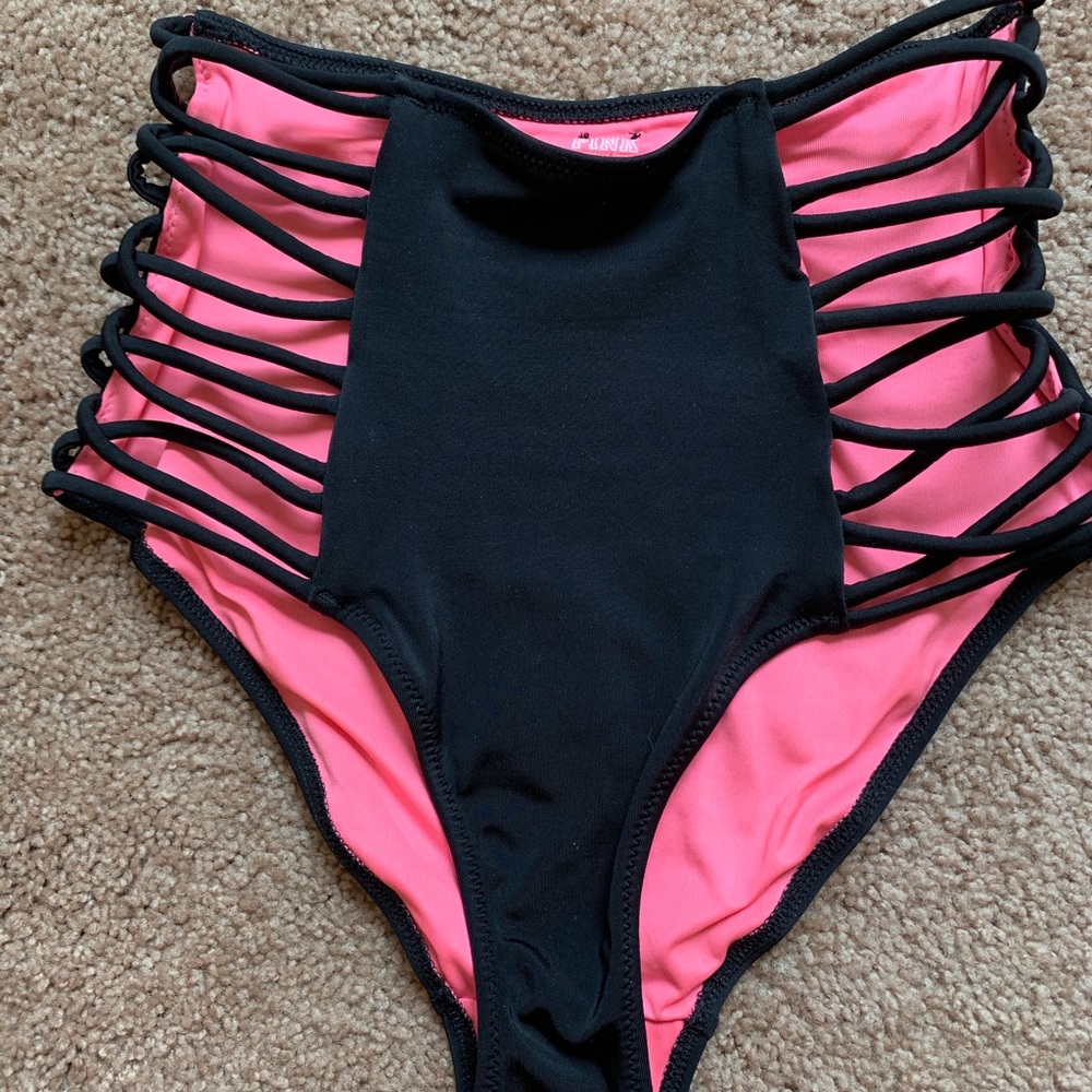 PINK cutout high waisted bikini bottoms